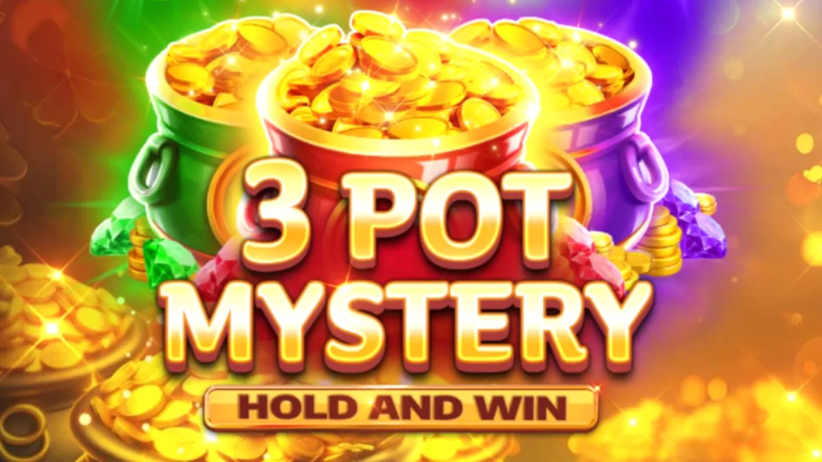 Tampilan visual slot 3 Pot Mystery Hold and Win dengan tema perburuan harta karun