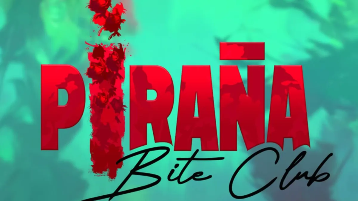 Tampilan visual slot Piranha Bite Club dengan tema tropis dan predator air